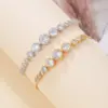 Wholesale Glam Round Stainless Steel Copper 18k Gold Plated Rose Gold Plated Silver Plated Zircon Bracelets In Bulk