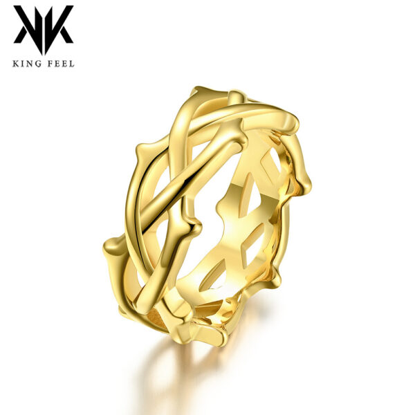 Wholesale Cross-Border European and American Thorn Vine Braided Titanium Steel Ring Niche Stylish Genderless Qianfeng Hand Jewelry