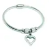 1 Piece Retro Heart Shape Titanium Steel Inlay Artificial Gemstones Bangle