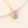 Wholesale Romantic Sweet Commute Heart Shape Flower Copper Plating Inlay 18K Gold Plated Zircon Pendant Necklace