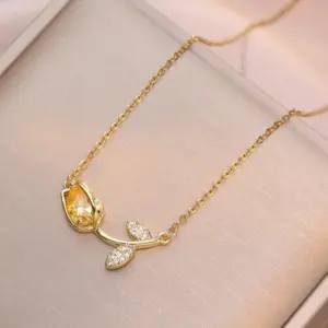 X3213 Yellow Tulip Necklace