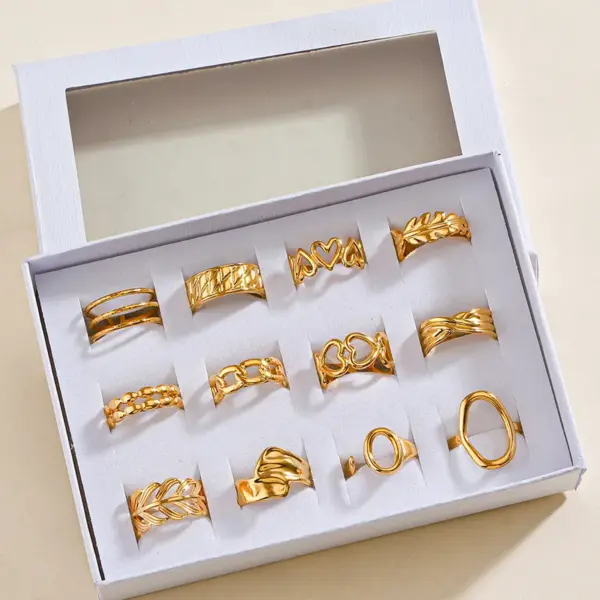 Wholesale PVD Coated 18K Gold Plated Oval Heart Shape 304 Stainless Steel Simple Style Waterproof Non Tarnish Open Rings