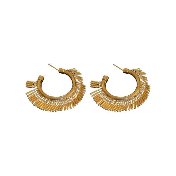 Wholesale 1 Pair Retro Exaggerated C Shape Plating Copper 18k Gold Plated Ear Studs