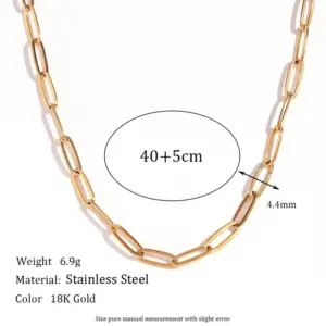 4.4mm Clip Chain-B39 Six-Claw Diamond Gold Necklace-40cm+5cm