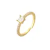 Wholesale Fashion Micro-inlaid Zircon Peach Heart Row Diamond 18k Gold-plated Copper Ring