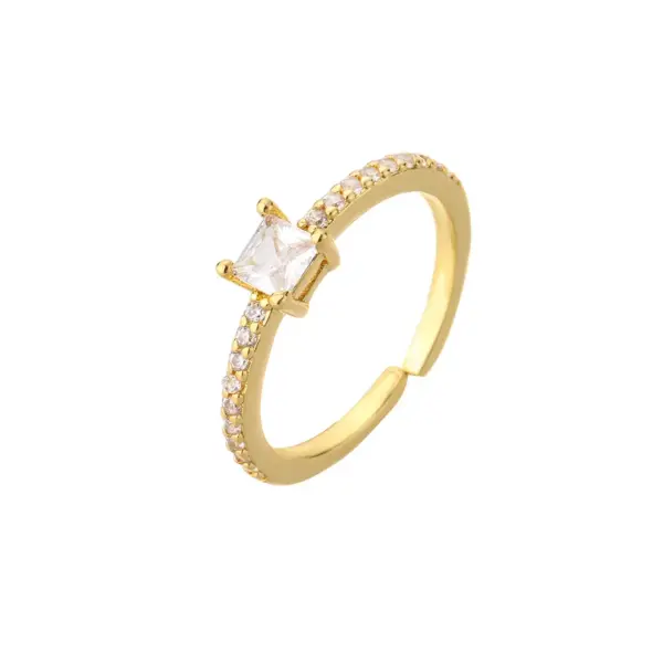 Wholesale Fashion Micro-inlaid Zircon Peach Heart Row Diamond 18k Gold-plated Copper Ring