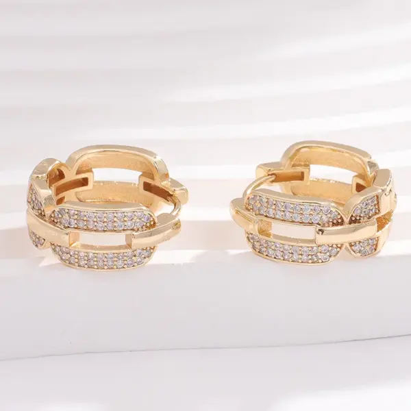 Wholesale 1 Pair Simple Style Geometric Plating Hollow Out Inlay Copper Zircon K Gold Plated Rhodium Plated Earrings