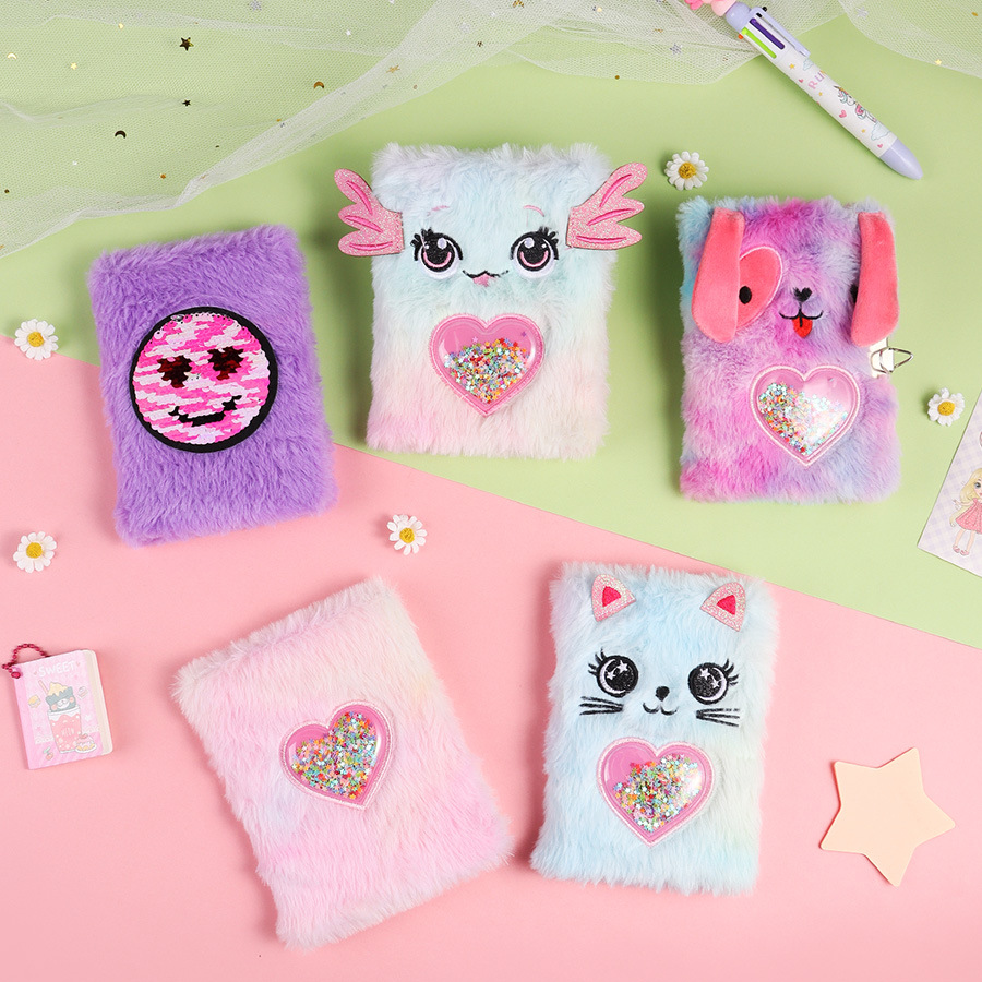 Wholesale A6 Cross-border Direct Sply Tie-dyed Plush Notebook Student Diary Hand Book High Color Value Gift Award Notepad