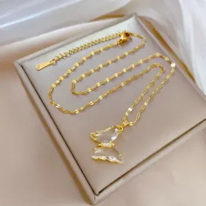 F408 Titanium Steel Chain Copper Micro Inlay Pendant