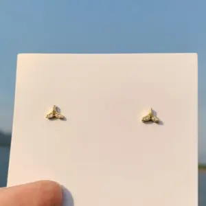Golden Fishtail Earrings / 925 Silver Needle