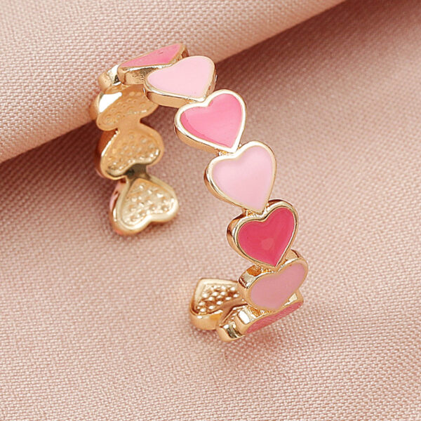 oly-fa11d38db837c44231aca1b4b68a5e3b Wholesale Cross-border ins with pink love ring sweet copper open heart-shaped ring European and American creative geometric jewelry
