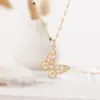 Wholesale Fashion Butterfly Titanium Steel Plating Zircon Pendant Necklace