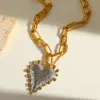 Romantic Design 18K Gold Plated Stainless Steel Heart Pendant Necklace Women's Fashion Jewelry Classic Style For Party And Selfie