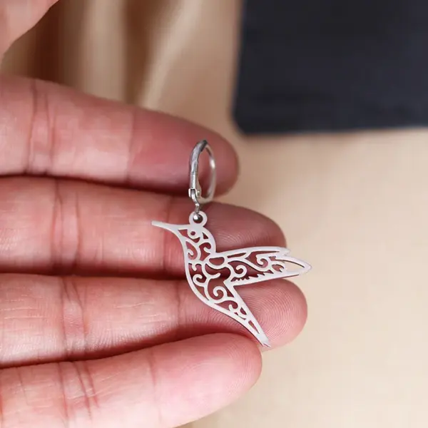 Wholesale PVD Coated Gold Plated Silver Plated Hummingbird 304 Stainless Steel French Style Simple Style Waterproof Non Tarnish Drop Earrings