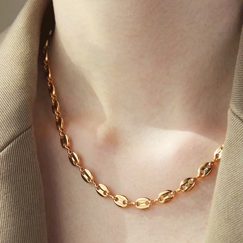 Wholesale Fashion Solid Color Titanium Steel Gold Plated Bracelets Necklace 1 Piece