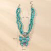 oly-fa2b43a448866c64c48b598160df178c Wholesale European and American Jewelry Western Style Water op Flower Turquoise Double-Layer Butterfly Necklace Personalized Retro Carved Heavy Industry Necklace Jewelry