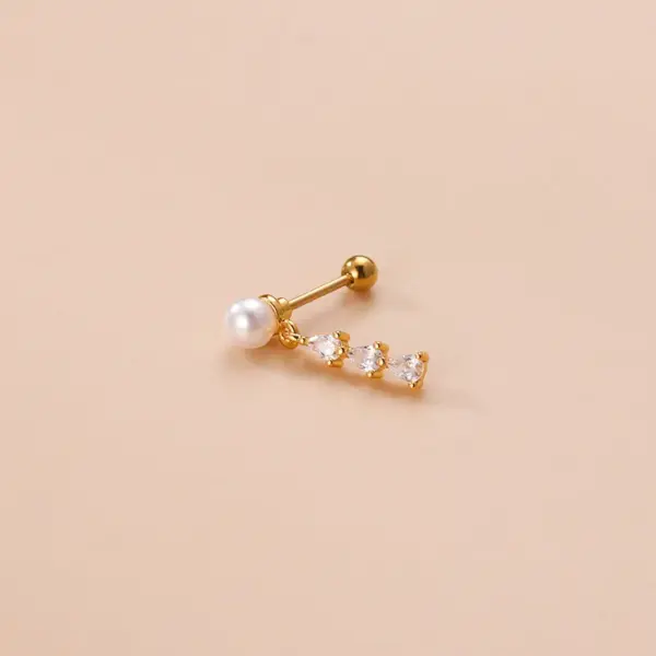 Wholesale 1 Piece Ear Cartilage Rings & Studs Fashion Heart Shape 316L Stainless Steel Copper Plating Inlay Zircon