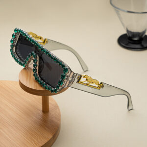 Gray transparent frame green diamond