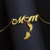 Wholesale 304 Stainless Steel Stainless Steel Letter Footprint PVD Coated 18K Real Gold Plated MAMA Simple Style Plating Cable Chain Gold Silver Pendant Necklace