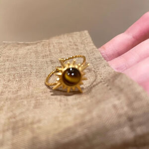 Sunflower tiger eye stone ring (opening)
