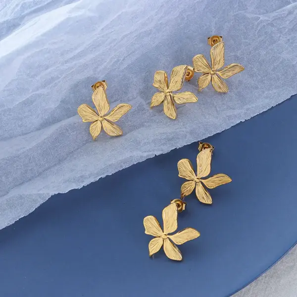 Wholesale French Style Geometric Plating 304 Stainless Steel No Inlaid 18K Gold Plated Earrings