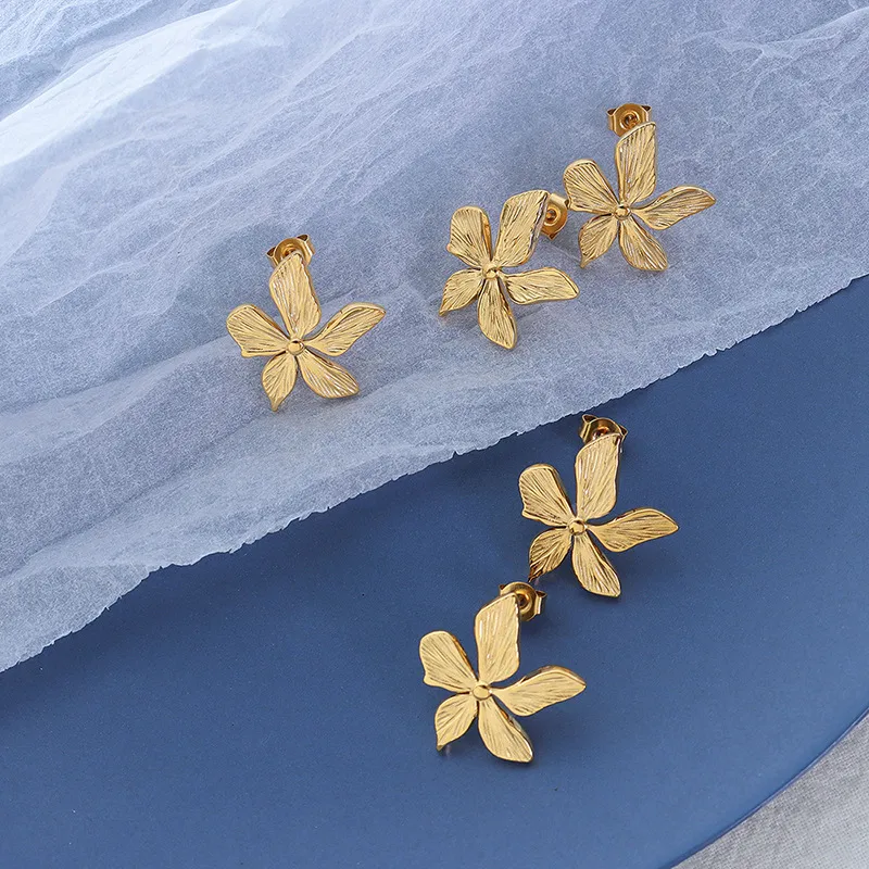 Wholesale French Style Geometric Plating 304 Stainless Steel No Inlaid 18K Gold Plated Earrings