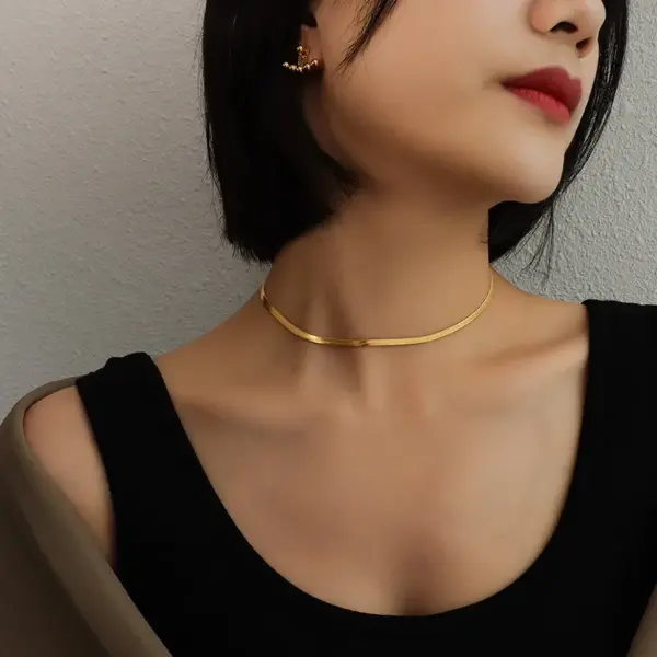 Wholesale PVD Coated Real Gold Plated 18K Gold Geometric 304 Stainless Steel Fashion Waterproof Non Tarnish 304 Stainless Steel Choker