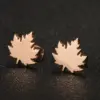 Wholesale PVD Coated 18K Gold Real Gold Plated Maple Leaf 304 Stainless Steel Simple Style Commute Waterproof Non Tarnish Ear Studs