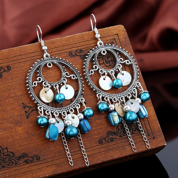 Wholesale European and American bohemian jewelry ethnic style retro round earrings chain tassel exaggerated earrings earrings