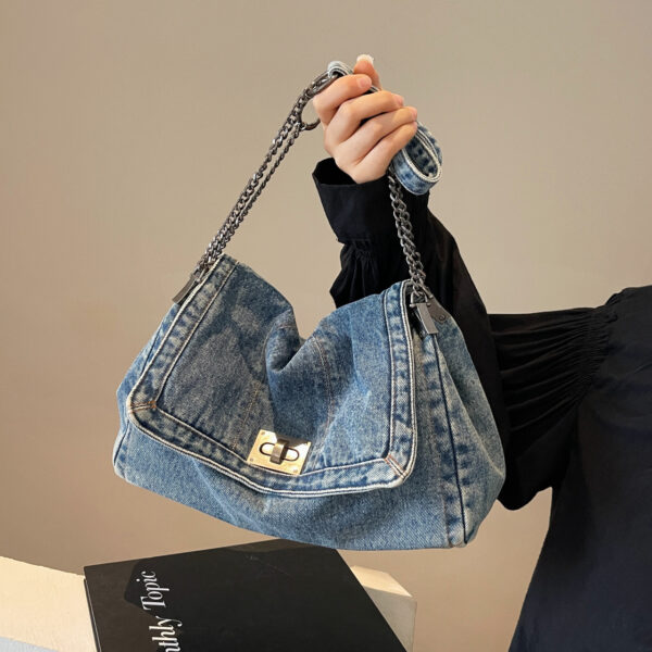 Wholesale Casual Commuting Large Capacity Denim Women's Bag 2025 New Easiest for Match Chain Shoulder Crossbody Bag Tote Bag