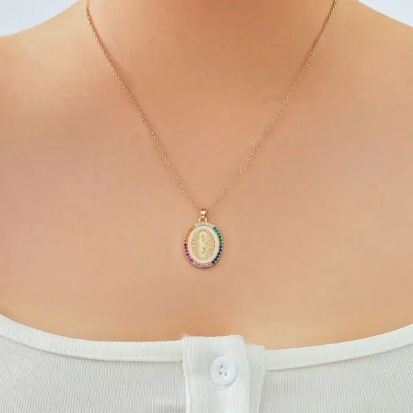 Wholesale Jewelry Commute Virgin Mary 304 Stainless Steel Copper Cable Chain Pendant Necklace