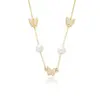 Simple Style Tassel Flower Butterfly Stainless Steel Copper Beaded Artificial Pearls Zircon Necklace