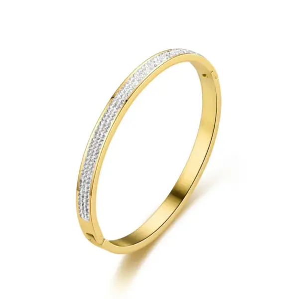 Wholesale Fashion Diamond Jewelry Three Rows Of Full Diamond Egg-shaped Stainless Steel Bracelet