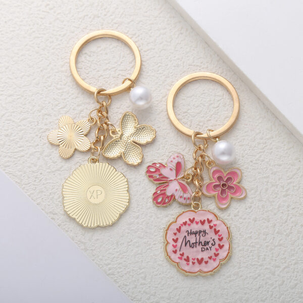 Wholesale Mother's Day Series Butterfly Flower Pendant Keychain Niche High-end Bag Pendant Gift for Mother
