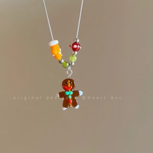 Gingerbread man necklace