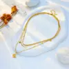 Wholesale PVD Coated 18K Gold Plated Butterfly 304 Stainless Steel Korean Style Waterproof Non Tarnish 304 Stainless Steel Layered Necklaces