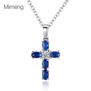 Wholesale Amazon Cross New Cross Blue Zircon Pendant Necklace Women's Minimalist Niche Design Clavicle Chain