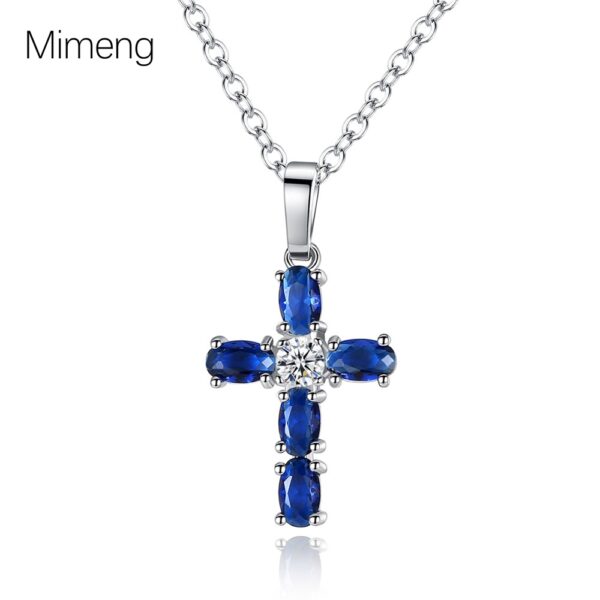 oly-fa4bcf3ac1d2059caf1ad6228cc65daf Wholesale Amazon Cross New Cross Blue Zircon Pendant Necklace Women's Minimalist Niche Design Clavicle Chain