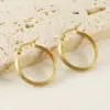 oly-fa4bd6e46bca0c6557f5f0f250b7087b Wholesale PVD Coated 18K Gold Plated Round Stainless Steel Retro Simple Style Waterproof Non Tarnish Hoop Earrings