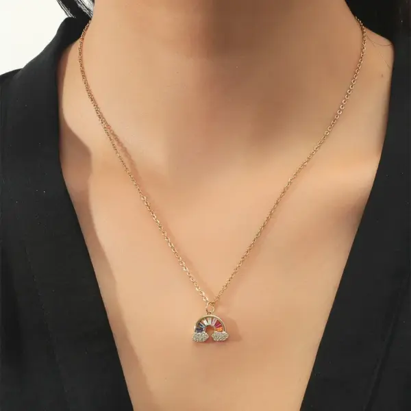 PVD Coated Real Gold Plated Rainbow Titanium Steel Simple Style Waterproof Non Tarnish