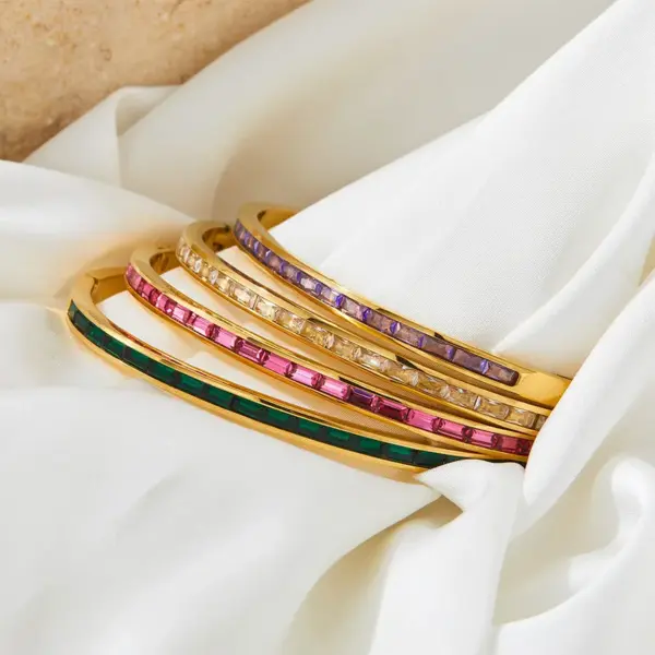 PVD Coated Real Gold Plated 16K Gold White Gold Plated Gold Plating Geometric 304 Stainless Steel Waterproof Non Tarnish 304 Stainless Steel Bangle