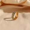 PVD Coated Real Gold Plated 18K Gold Geometric Plaid 304 Stainless Steel Waterproof Non Tarnish Rings