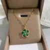 Wholesale 304 Stainless Steel Vacuum Plating Artificial Gemstones Flower Fashion Pendant Necklace For Women'S