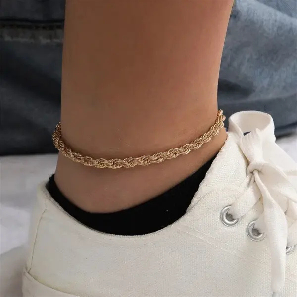 Fashion Flower 304 Stainless Steel Titanium Steel Waterproof Non Tarnish No Inlaid PVD Coated 14K Gold Real Gold Plated Women'S Anklet