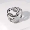 Wholesale PVD Coated Real Gold Plated 18K Gold Oval Solid Color 304 Stainless Steel Simple Style Waterproof Non Tarnish Open Ring