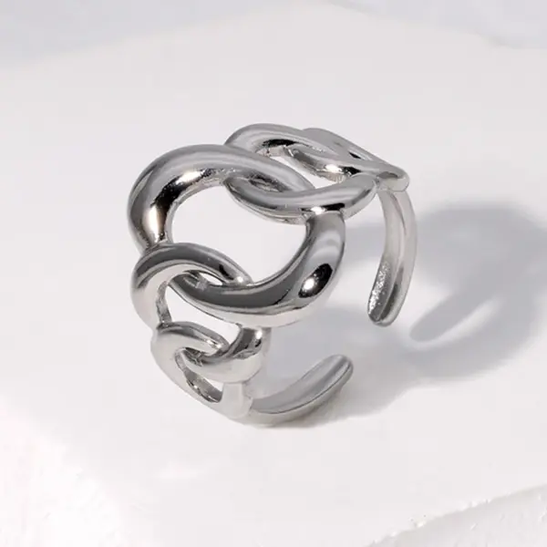 Wholesale PVD Coated Real Gold Plated 18K Gold Oval Solid Color 304 Stainless Steel Simple Style Waterproof Non Tarnish Open Ring