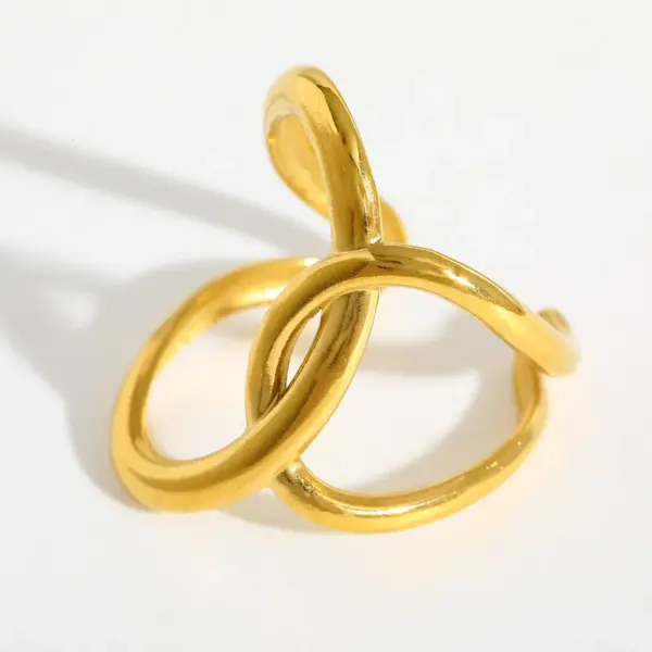 Wholesale Simple Geometric Open Ring Stainless Steel 18K Gold Plated Adjustable Size Casual Elegant Sexy Minimalist Style For Women