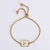 Wholesale PVD Coated 18K Gold Plated Letter 304 Stainless Steel Simple Style Waterproof Non Tarnish 304 Stainless Steel Bracelets