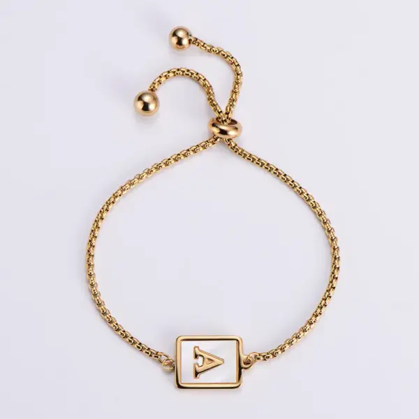Wholesale PVD Coated 18K Gold Plated Letter 304 Stainless Steel Simple Style Waterproof Non Tarnish 304 Stainless Steel Bracelets