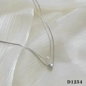 Silver Double Layers Loving Heart Necklace